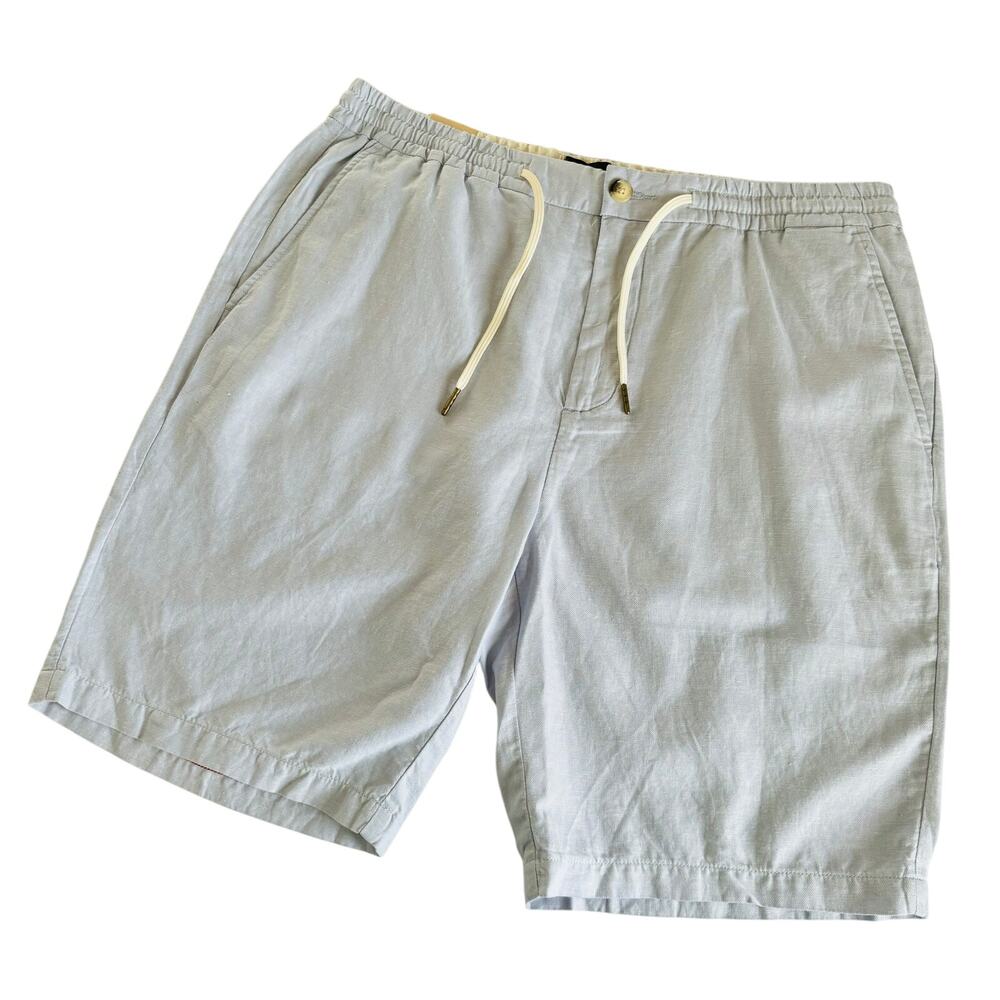 Scotch & Soda Fave Regular Fit Linen Bermuda Shorts Ligth Blue Men’s Size XXL